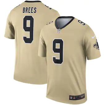 mens nike drew brees gold new orleans saints inverted legend jersey
